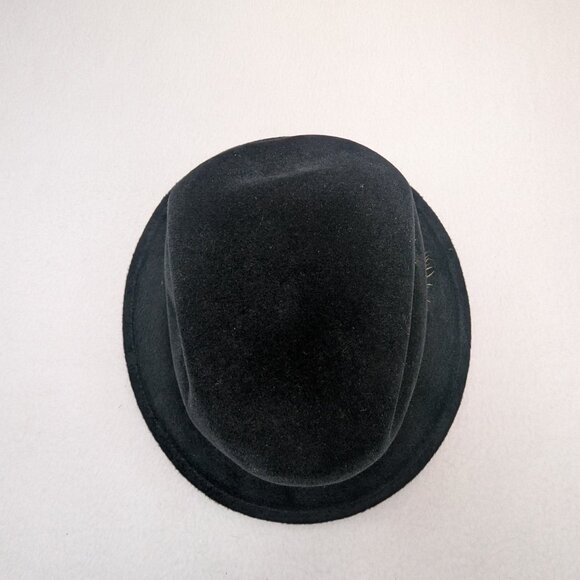 Vintage STETSON Sovereign Black Felt Men's Fedora Feathered Hat Sz 7 3/8 - Picture 5 of 17